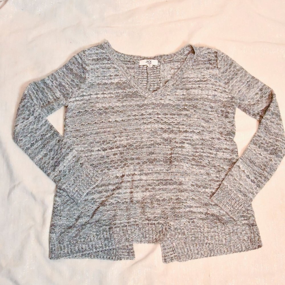 Jack X BB Dakota Gray and White Textured Knit Sweater - Picture 3 of 5